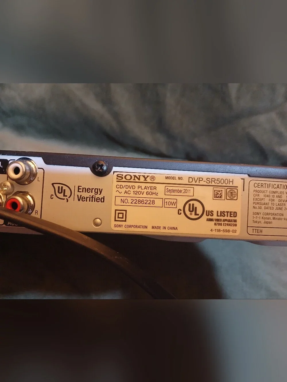 Sony Black DVD Player with HDMI DVP-SR500H